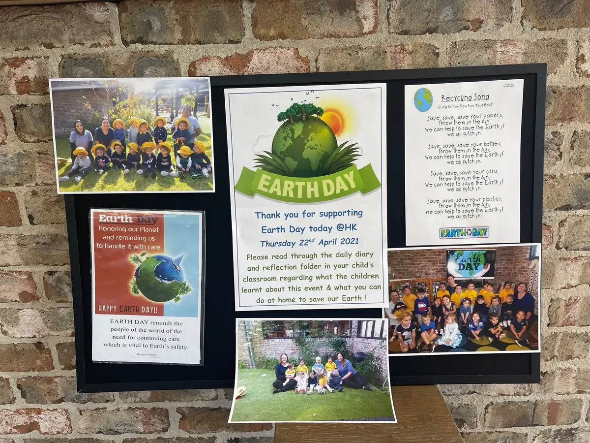 Children celebrating Earth Day at Little Blossoms Academy childcare
